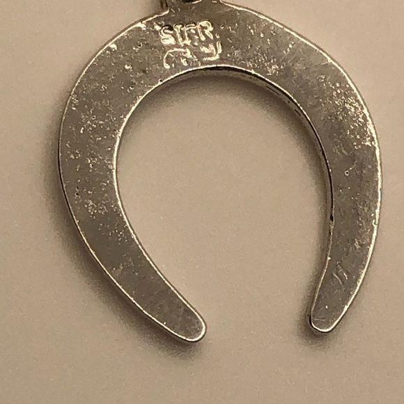 STERLING Silver Happy Birthday Lucky Horseshoe Pendant / Charm - Vintage - Picture 2 of 3